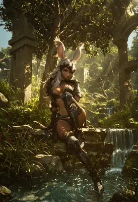 Warrior Rabbit Queen in Ancient Ruins