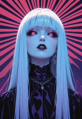 Gothic Beauty with Radiant Pink Eyes