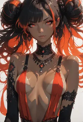 Fiery Gothic Maiden with Glowing Eyes