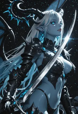 Celestial Demon Queen with Glowing Blade