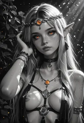 Ethereal Elf with Glowing Amber Eyes