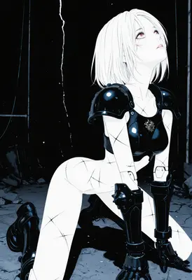Broken Android in Midnight Armor