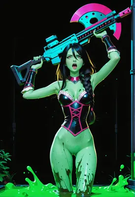 Green Alien Warrior with Plasma Axe