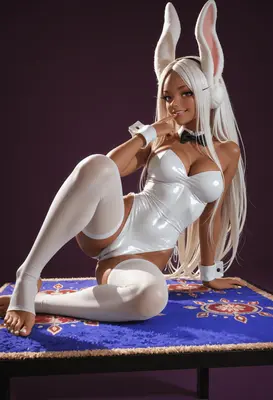 Seductive Bunny Girl in White Latex