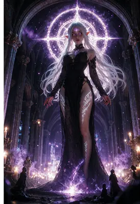 Ethereal Sorceress in the Dark Cathedral