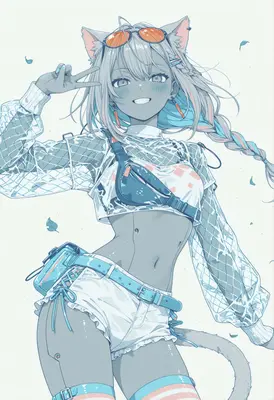 Cheerful Cat Girl Street Style