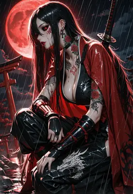 Crimson Moonlight Ronin Warrior