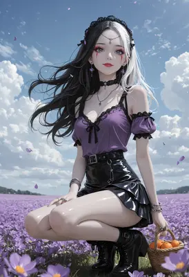 Gothic Beauty in a Lavender Field