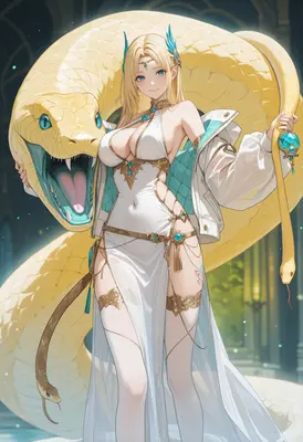 Golden Serpent Priestess in White
