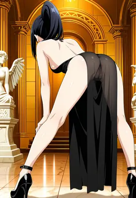 Elegant Silhouette in the Golden Hall