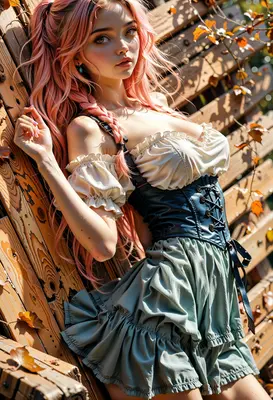 Pink Haired Girl in Rustic Attire