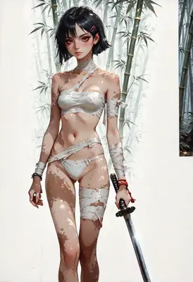 Bandaged Warrior in Bamboo Grove