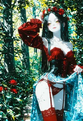 Gothic Beauty in a Rose Garden