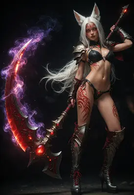Fox Warrior With Flaming Scythe