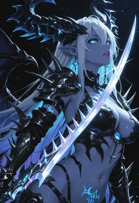 Radiant Demon Queen with Glowing Blade