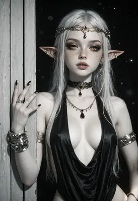 Ethereal Silver Elf in Black Silk