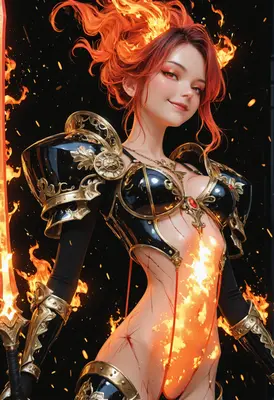 Fiery Valkyrie Warrior in Battle Armor