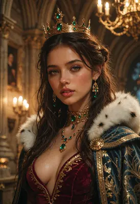 Regal Queen in Velvet and Gold