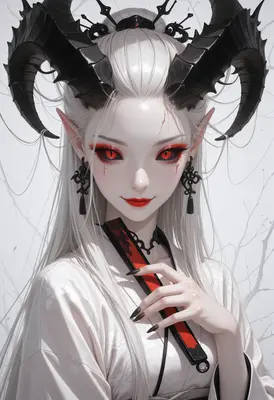 Ethereal Demon Lady with Red Eyes