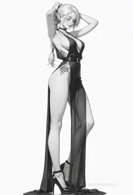 Elegant Elf in Sheer Black Gown