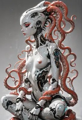 Cyborg Entity with Organic Tentacles