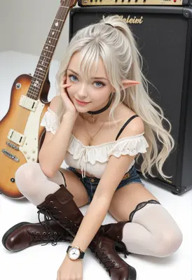 Elven Rocker With Electric Guitar
