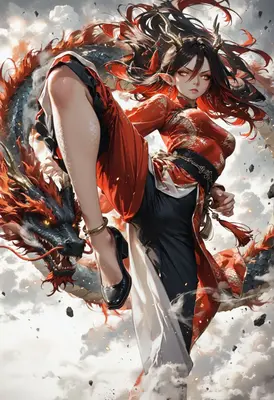 Dragon Maiden High Kick Action