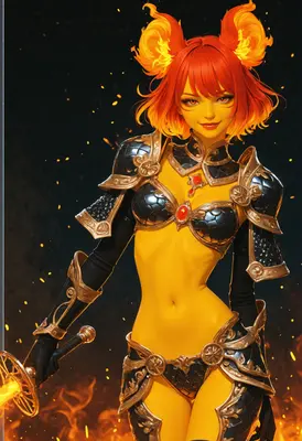 Fiery Warrior Princess in Golden Armor