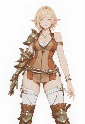 Cheerful Elf Warrior in Tactical Armor