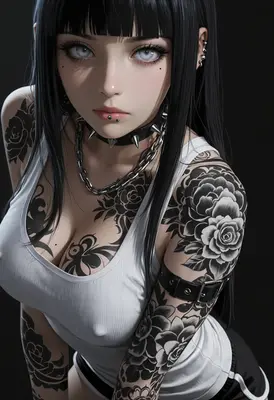 Edgy Girl with Floral Tattoos