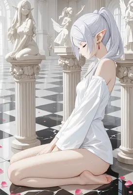 Silent Meditation Among Marble Statues