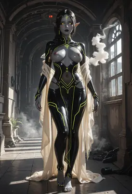 Ethereal Cybernetic Elf in Ruined Hall