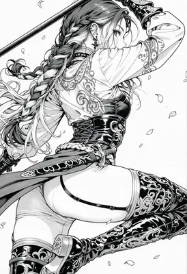 Monochrome Warrior in Dynamic Stance