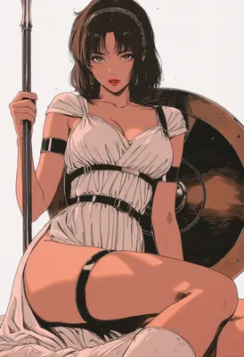 Stoic Warrior in Ancient Attire