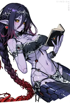 Cyborg Elf Reading Ancient Tome