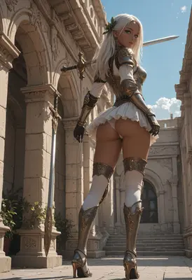 Valiant Warrior in Ancient Ruins