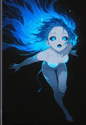 Bioluminescent Mermaid Rising From The Depths