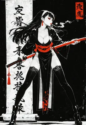 Black and Red Samurai Vixen