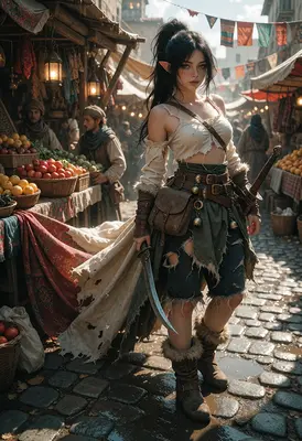 Elven Rogue in the Market