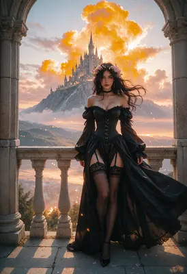 Gothic Princess at Sunset Castle