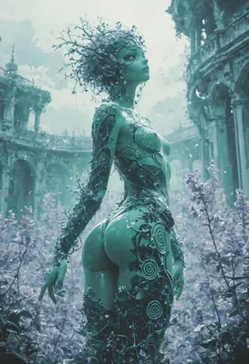 Ethereal Forest Spirit in Ancient Ruins