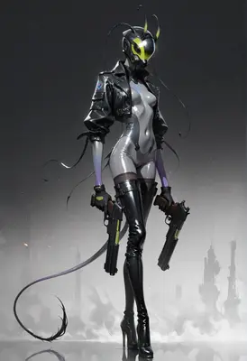 Cybernetic Insectoid Mercenary with Dual Pistols