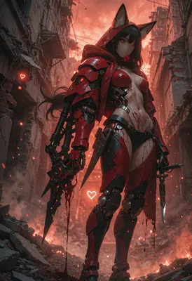 Red Hood Cybernetic Assassin in Ruins