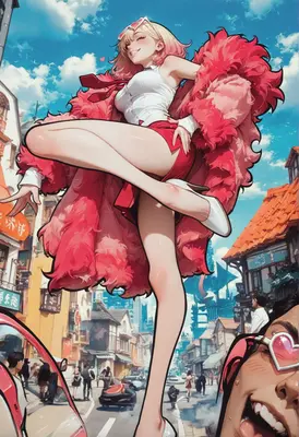 Cheerful Girl in Vibrant Pink Fur