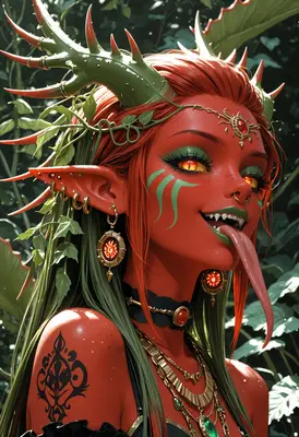 Fiery Forest Elf with Horns