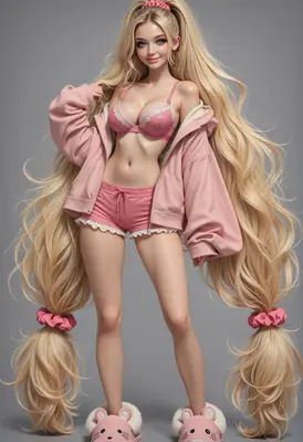 Blonde Beauty in Pink Loungewear