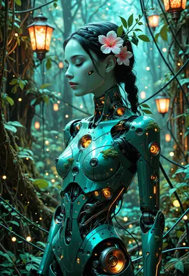 Android Resting in Enchanted Forest
