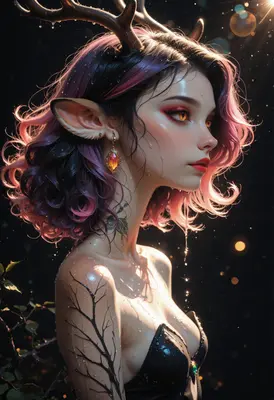 Ethereal Fawn Girl With Antlers