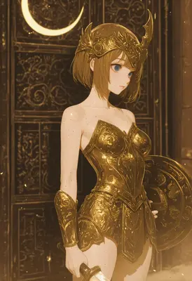 Warrior Maiden in Gilded Armor