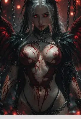Fallen Angel Bound in Crimson Blood